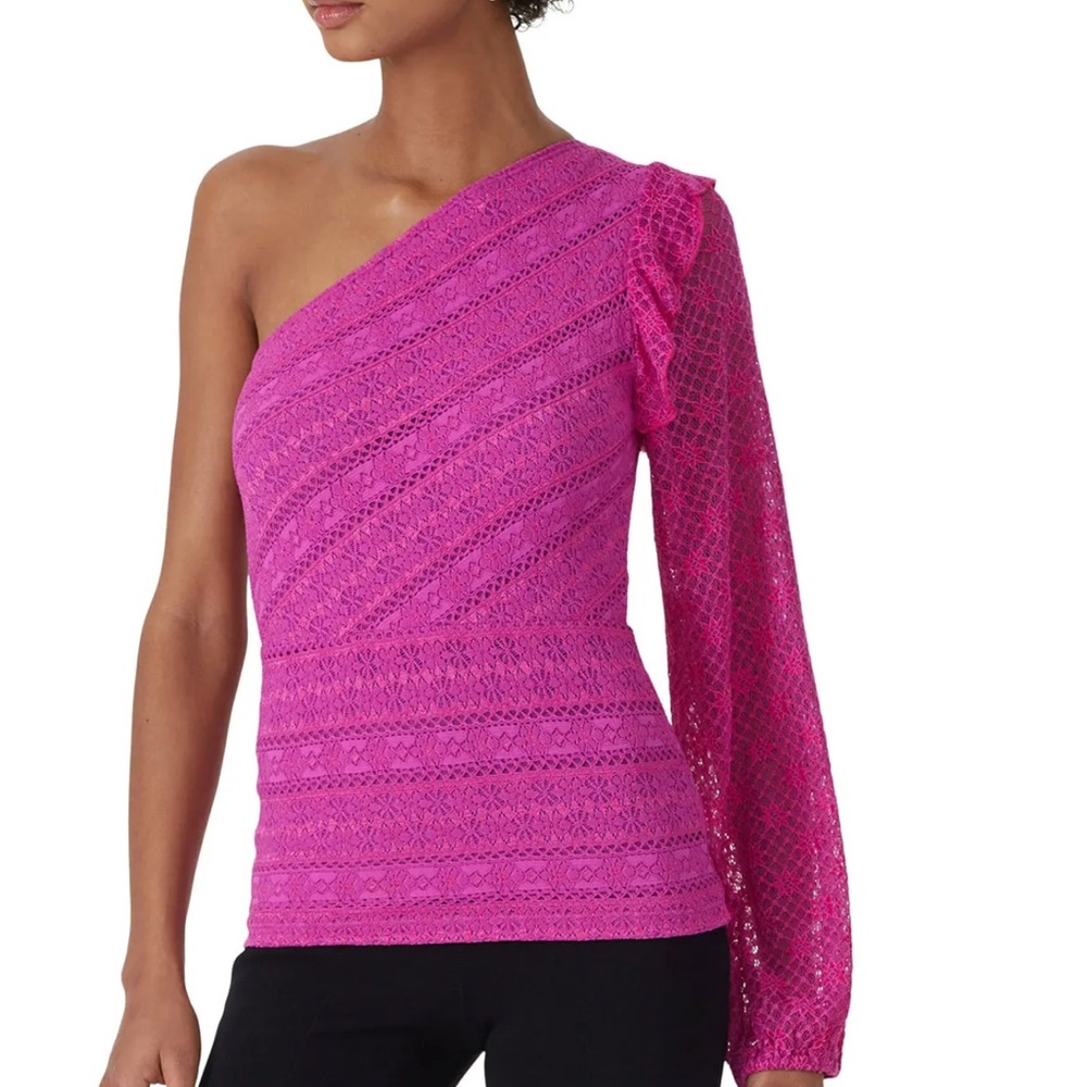 Nightcap Autumn Lace One‑Shoulder Pink Top Size Large